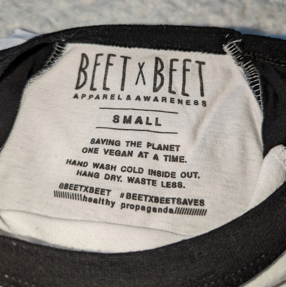 BEET X BEET go vegan right meow kitty cat ringer t-shirt small - Picture 4 of 5